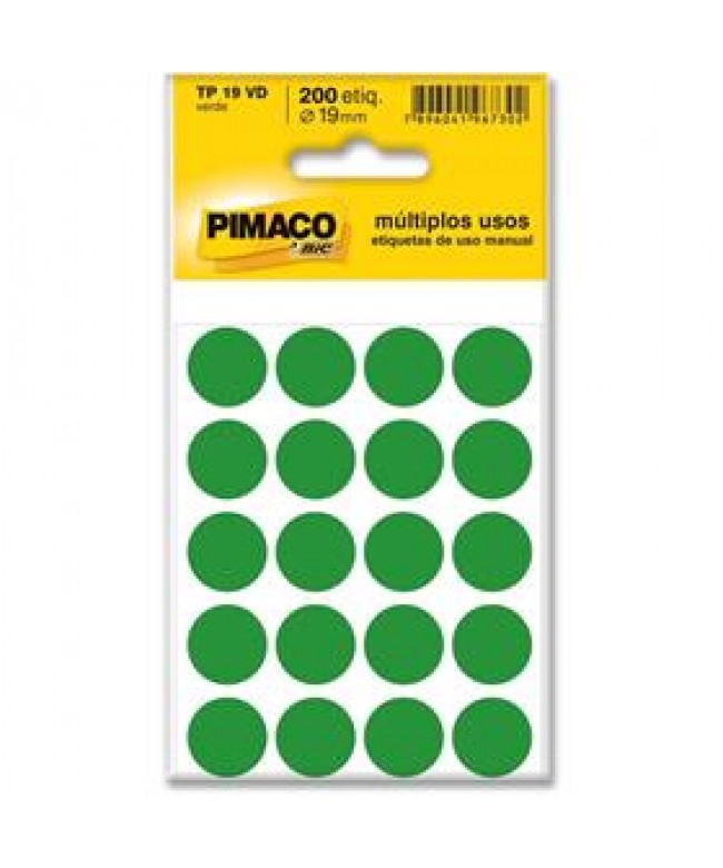 Etiqueta circulo verde 200 etiquetas 19mm - Pimaco